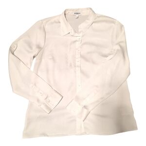 Express Portofino White Long-Sleeve Button Front Shirt Size M